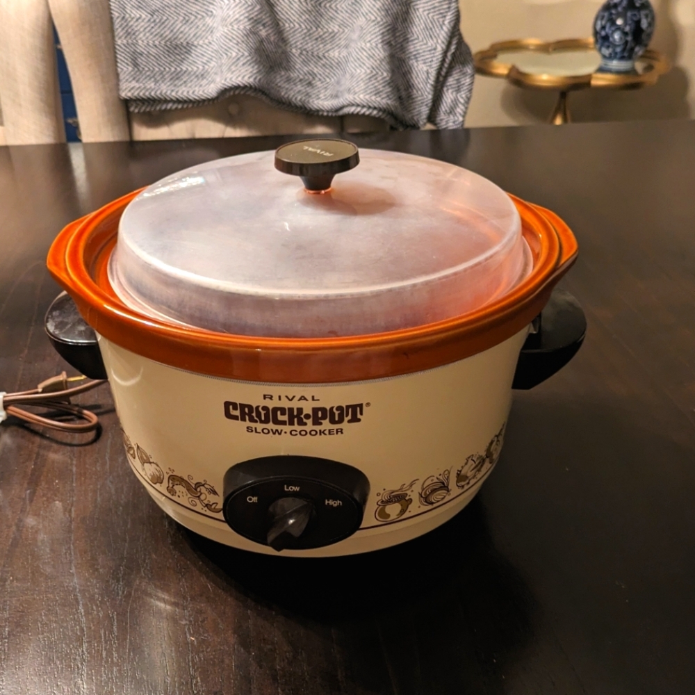 Rival 3350 5 Quart Crock Pot Slow Cooker Removable Stoneware w/ plastic lid